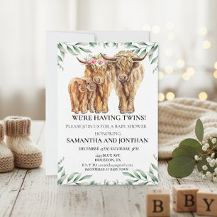 Heilige Koe Highland Tweeling Baby Shower Eucalypt Kaart