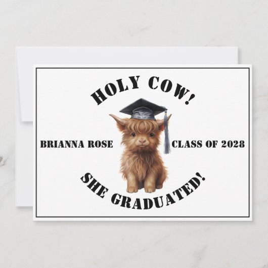Heilige Koe! Hij/zij is afgestudeerd fotouitnodigi Kaart (Voorkant)