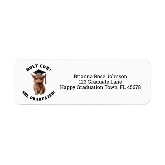 Heilige Koe! Hij/zij studeerde af naar het terugke Etiket (Voorkant)