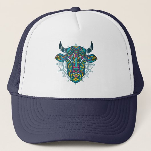 Heilige Koe Hippie Mandala Ontwerp Trucker Pet (Voorkant)
