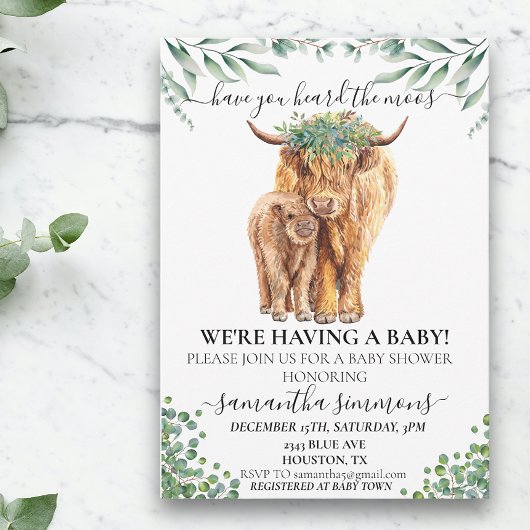 Heilige Koe Hogeland Calf Baby shower Eucalyptus Kaart