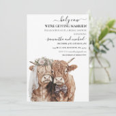 Heilige Koe Hoogland Bruid Bruidegom Bruiloft Kaart (Staand voorkant)