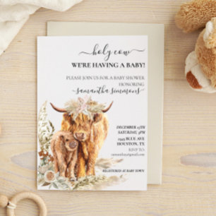 Heilige Koe Hoogland Calf Baby shower Boho Pampas Kaart