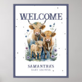 Heilige Koe Hoogland Koe Elegant Baby shower Teken Poster (Voorkant)