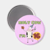 Heilige Koe Ik ben 16 T-shirts en cadeautjes Magneet (Voorkant / Achterkant)