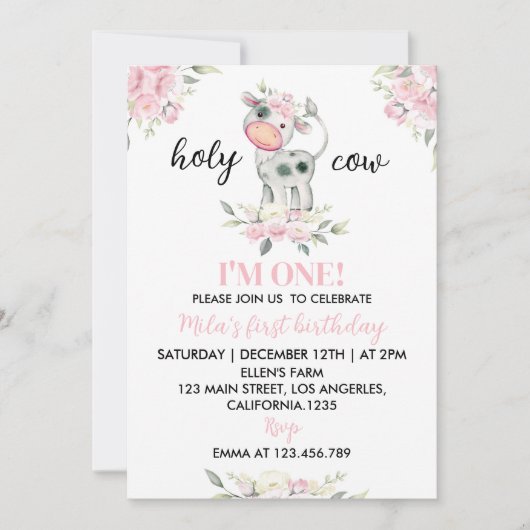 Heilige Koe Ik ben 1 Boerderij 1e verjaardag Uitno Kaart (Voorkant)