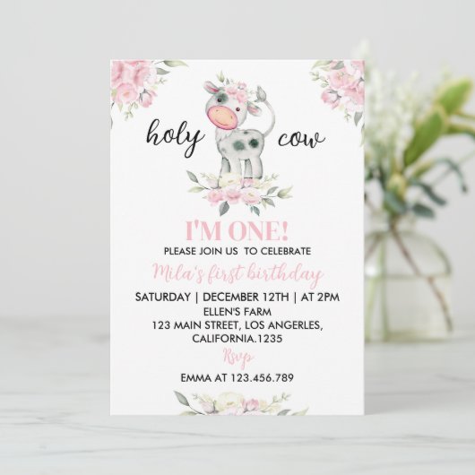 Heilige Koe Ik ben 1 Boerderij 1e verjaardag Uitno Kaart (Staand voorkant)