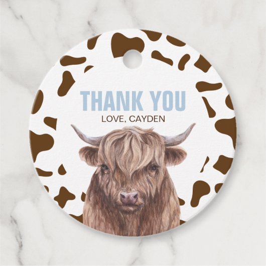 Heilige Koe Ik ben 1 bruine Koe Printerverjaardag Bedankjes Labels (Voorkant)