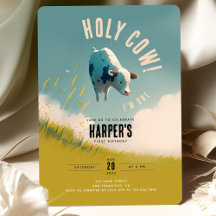 Heilige Koe Ik ben 1-Cute 1-jarig Uitnodiging