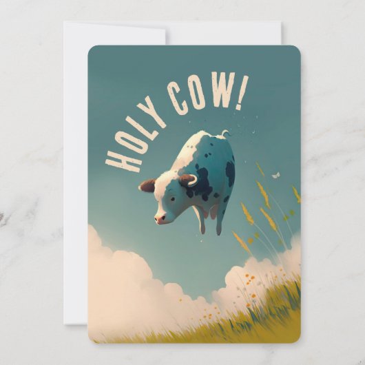 Heilige Koe Ik ben 1-Cute 1-jarig Uitnodiging (Achterkant)