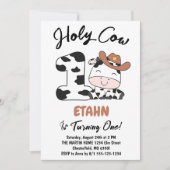 Heilige Koe Ik ben 1 Jongen Uitnodiging 1-jarig (Voorkant)