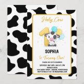 Heilige Koe Ik ben 1 Koe 1e verjaardag Uitnodiging (Voorkant / Achterkant)