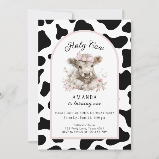 Heilige Koe Ik ben 1 Koe meisje 1 uitnodiging (Voorkant)