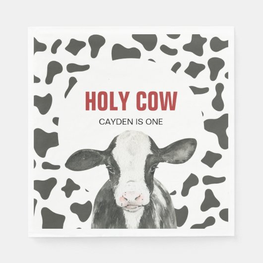 Heilige Koe Ik ben 1 Koe printverjaardag Servet (Voorkant)