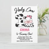 Heilige Koe Ik ben 1-meisje-1-jarig feest Kaart (Staand voorkant)