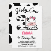 Heilige Koe Ik ben 1-meisje-1-jarig feest Kaart (Voorkant / Achterkant)