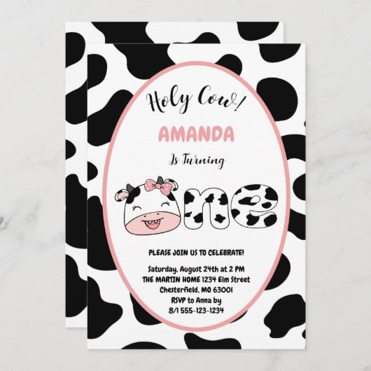 Heilige Koe Ik ben 1-meisje-1-jarig feest Kaart (Voorkant / Achterkant)