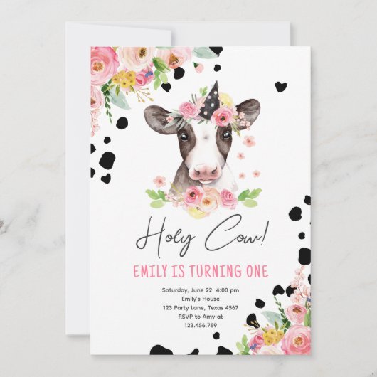 Heilige Koe Ik ben '1-meisje-boerderijdieren 's av Kaart (Voorkant)