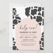 Heilige Koe Ik ben 1-roze meisje 1 verjaardag Kaart (Voorkant)