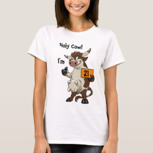 Heilige Koe Ik ben 21 Funny Cartoon 21ste verjaard T-shirt