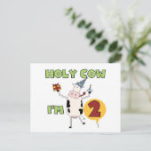 Heilige Koe Ik ben 2 Verjaardag T-shirts en gesche Briefkaart (Staand voorkant)