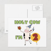 Heilige Koe Ik ben 2 Verjaardag T-shirts en gesche Briefkaart (Voorkant / Achterkant)