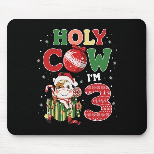 Heilige Koe Ik ben 3 Verjaardags Jongen 3e Koe Boe Muismat (Voorkant)