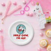 Heilige Koe, ik ben 40 Grappige Cartoon Koe Papieren Bordje (Feest)