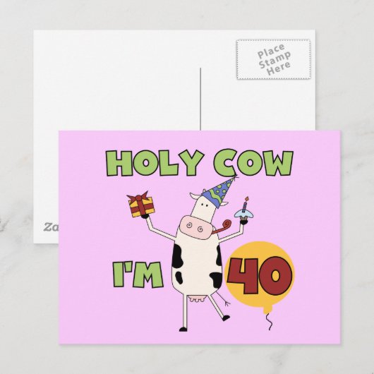 Heilige Koe Ik ben 40 overhemden en cadeautjes Briefkaart (Voorkant / Achterkant)