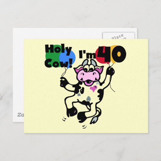 Heilige Koe Ik ben 40 T-shirts en cadeautjes Briefkaart (Voorkant / Achterkant)