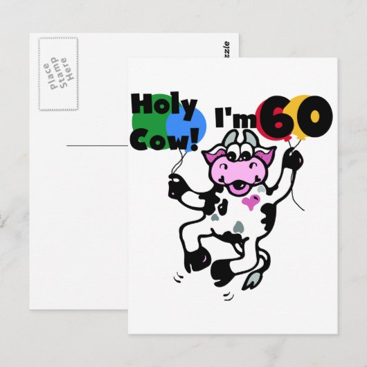 Heilige Koe Ik ben 60 Tshirts en cadeautjes Briefkaart (Voorkant / Achterkant)