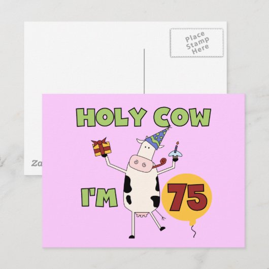 Heilige Koe Ik ben 75 T-shirts en cadeautjes Briefkaart (Voorkant / Achterkant)