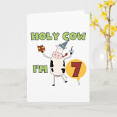 Heilige Koe Ik ben 7 Verjaardag Tshirts en geschen Kaart (Gele Bloem)