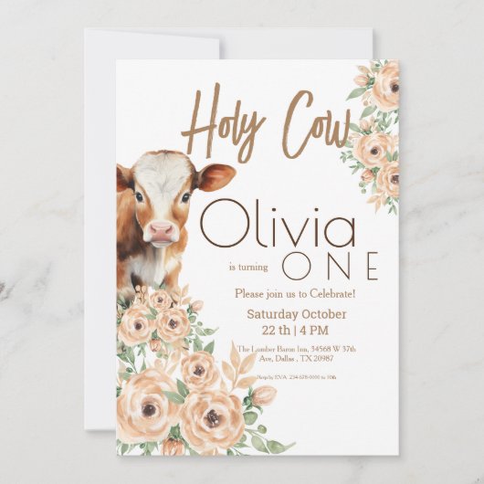 Heilige Koe, ik ben een 1e verjaardagsfeest Kaart (Voorkant)