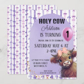 Heilige Koe Ik Ben Eén Aquarel Paarse Boog Uitnodi Kaart (Voorkant / Achterkant)