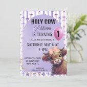 Heilige Koe Ik Ben Eén Aquarel Paarse Boog Uitnodi Kaart (Staand voorkant)