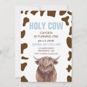 Heilige Koe Ik ben een blauwe Pset Birthday Uitnod Kaart (Voorkant)