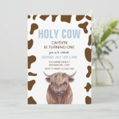 Heilige Koe Ik ben een blauwe Pset Birthday Uitnod Kaart (Staand voorkant)