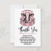 Heilige Koe, ik ben een Cowgirl 1e verjaardagsfees Bedankkaart (Voorkant)