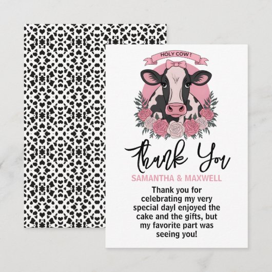 Heilige Koe, ik ben een Cowgirl 1e verjaardagsfees Bedankkaart (Voorkant / Achterkant)