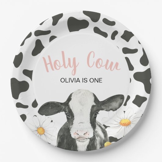 Heilige Koe Ik ben een Daisy Papieren Bordje (Voorkant)