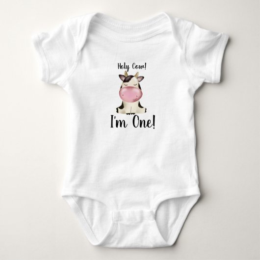 Heilige Koe Ik Ben Eén Eerste Verjaardag Bodysuit (Voorkant)
