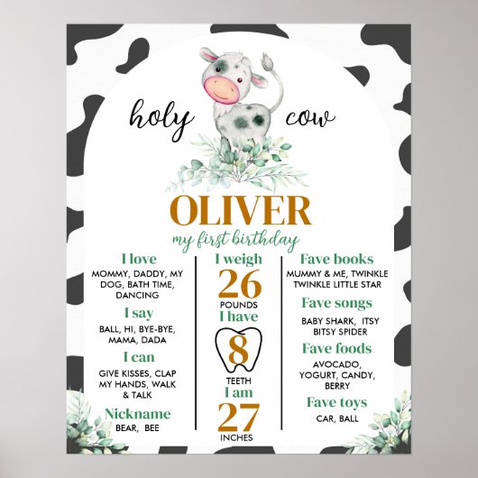 Heilige Koe... ik ben een eerstejaars mijlpaal. Poster (Voorkant)