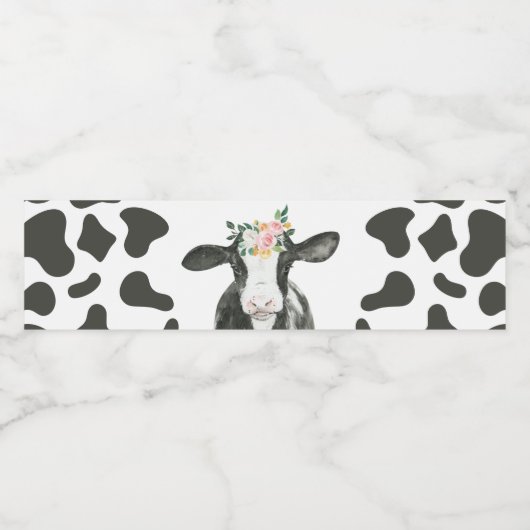 Heilige Koe Ik ben één florale Koe. Waterfles Etiket (Enkel label)