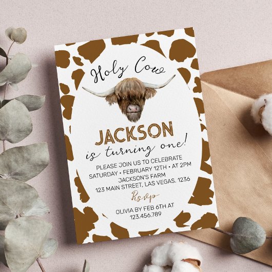 Heilige Koe Ik ben een Highland Koe 1e Verjaardag Kaart