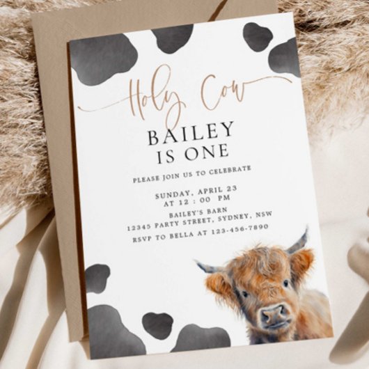 Heilige Koe, ik ben een Highland Koe 1e verjaardag Kaart