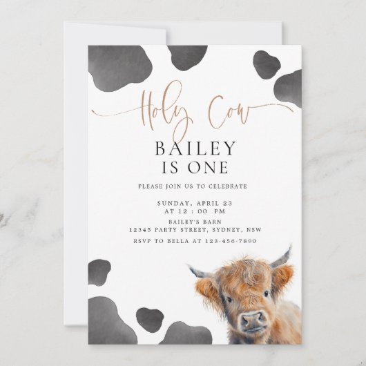 Heilige Koe, ik ben een Highland Koe 1e verjaardag Kaart (Voorkant)