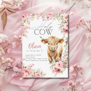 Heilige Koe Ik Ben Eén Hooglanders Koe Roze Bloem Kaart