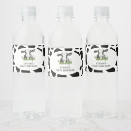 Heilige Koe Ik ben een Koe 1ste verjaardag Waterfles Etiket