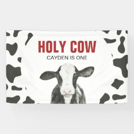 Heilige Koe Ik Ben Eén Koeienprint Verjaardag Spandoek